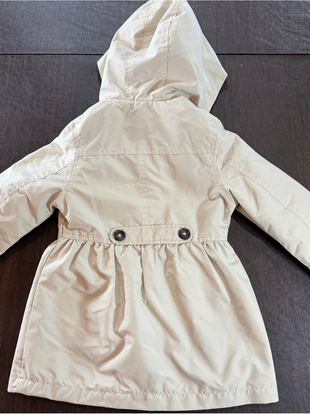 OshKosh B'gosh Girls' Hooded Double-Breasted Trench Coat - Cream Sz 4T